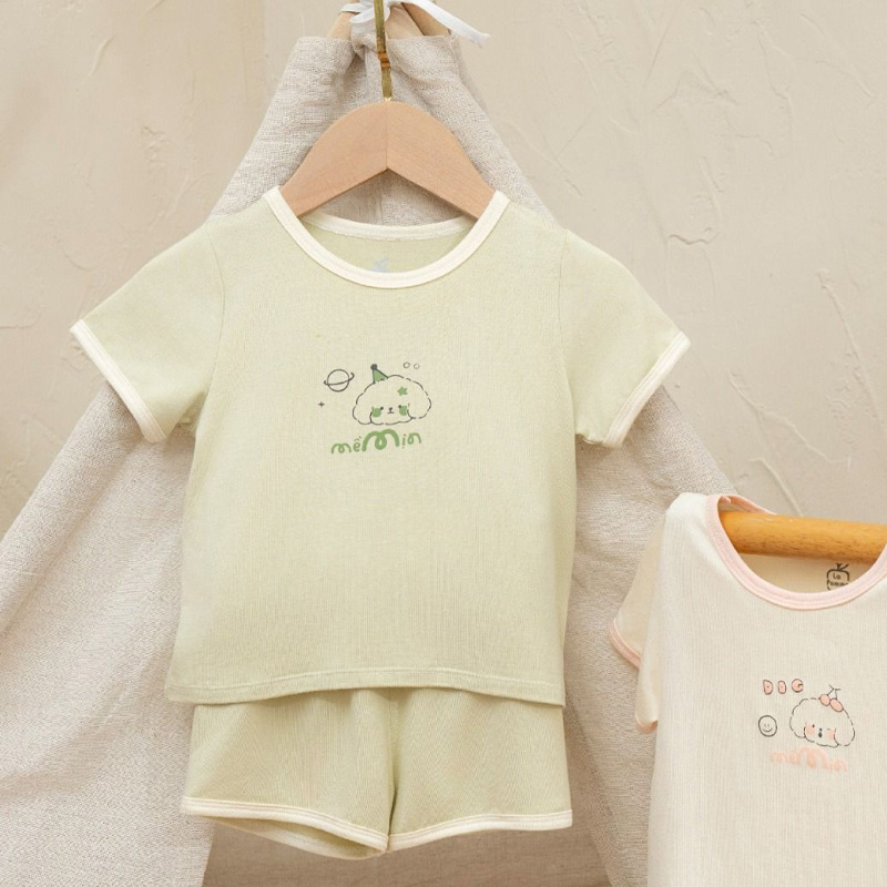 Bộ tay ngắn La Pomme người bạn puppy màu hồng 41
