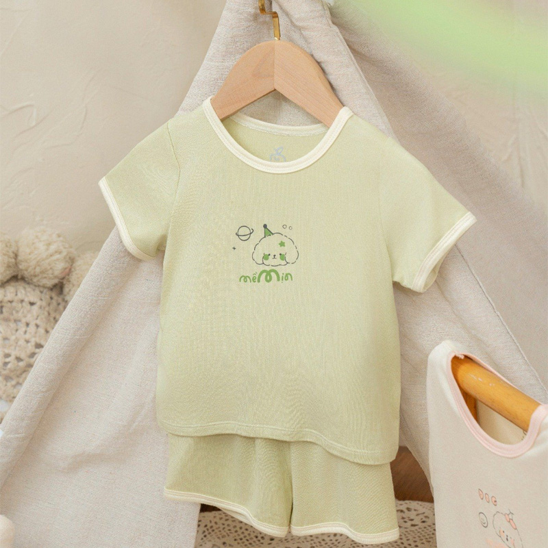 Bộ tay ngắn La Pomme người bạn puppy màu hồng 42