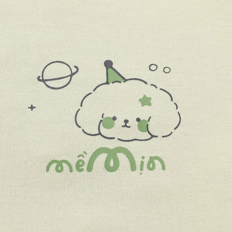 Bộ tay ngắn La Pomme người bạn puppy màu hồng 47