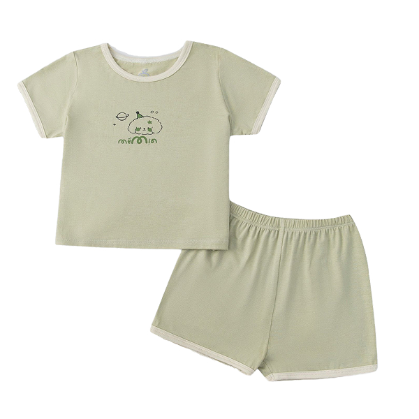 Bộ tay ngắn La Pomme người bạn puppy màu xanh cốm