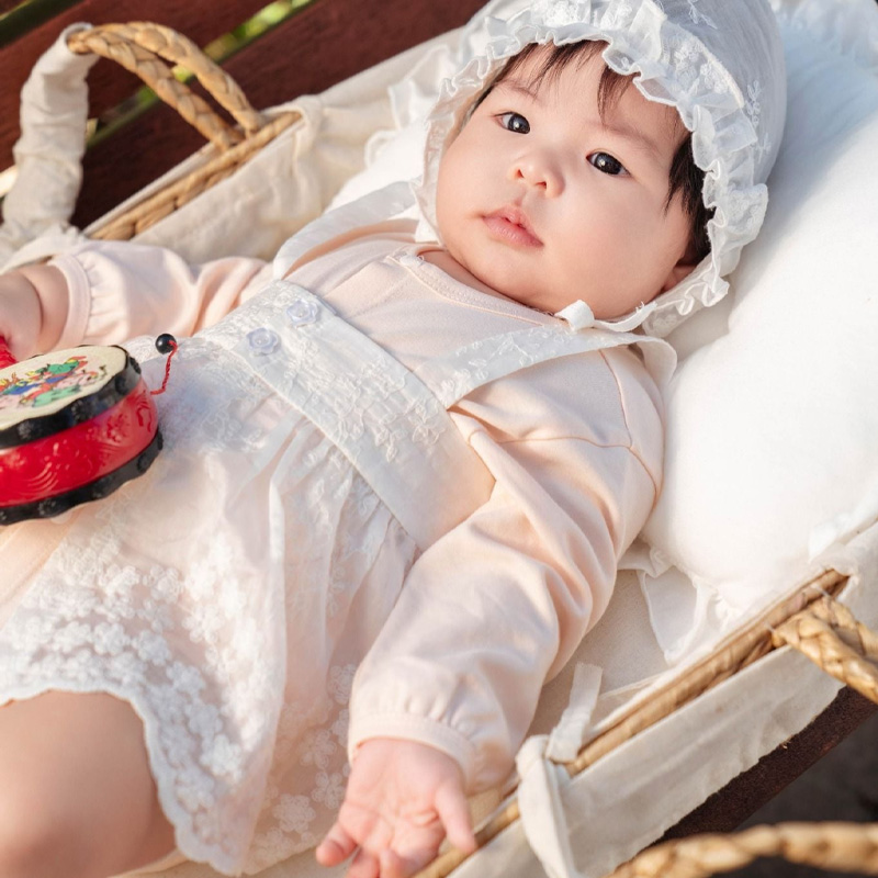 Bodysuit tay dài La Pomme giấc mơ mềm mại màu hồng 2