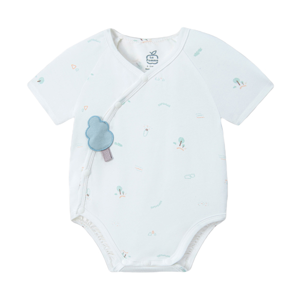 Bodysuit tay ngắn La Pomme mềm mịn đón con yêu màu xanh