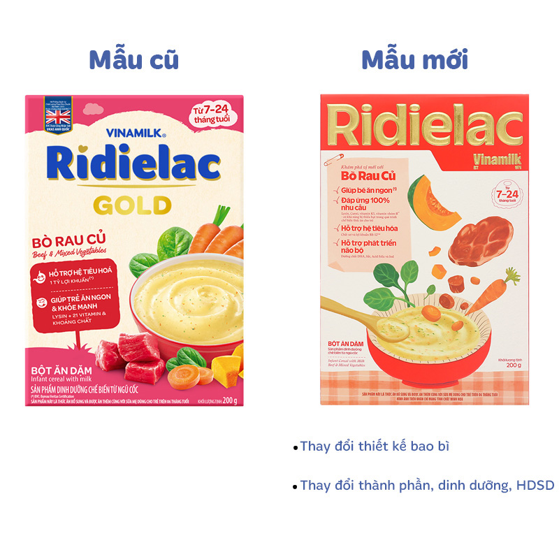 Bột ăn dặm Vinamilk RiDielac Gold yến mạch, gà và đậu Hà Lan hộp 200g (7 - 24 tháng) 26