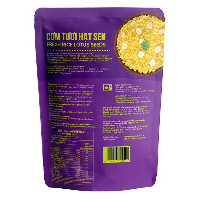 Cơm tươi AK RICE hạt sen 150g (từ 3 tuổi) 2