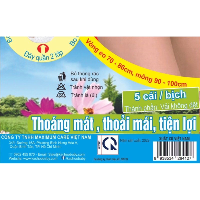Quần lót vải không dệt mặc 1 lần KACHOOBABY size XXL (Bịch 5 cái) 9