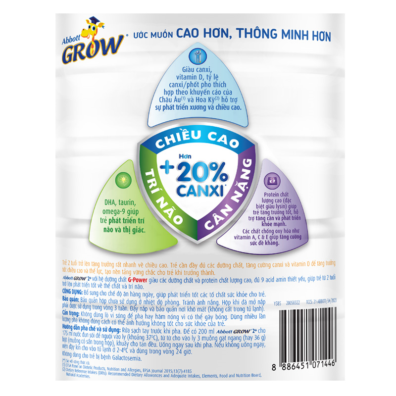Combo 2 sữa bột Abbott Grow 2+ hương vani 850g (từ 2 tuổi) 4