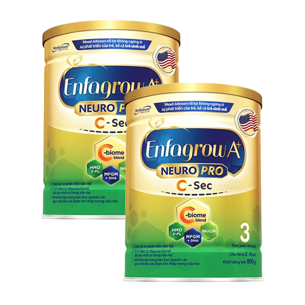 Combo 2 sữa bột Enfagrow A+ Neuropro C-Sec số 3 800g (2 - 6 tuổi)