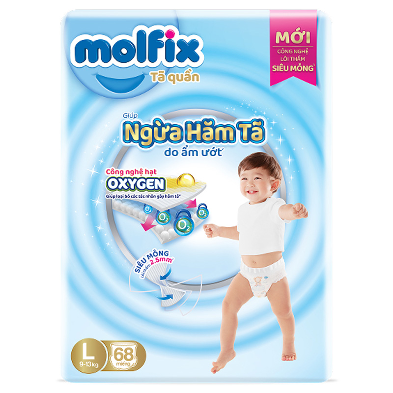 Combo 2 tã quần Molfix Oxy size L 68 miếng/bịch (9 - 13 kg) 2