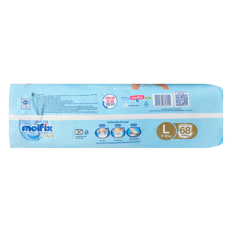 Combo 2 tã quần Molfix Oxy size L 68 miếng/bịch (9 - 13 kg) 5