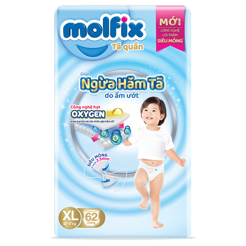 Combo 2 tã quần Molfix Oxy size XL 62 miếng/bịch (12 - 17 kg) 2