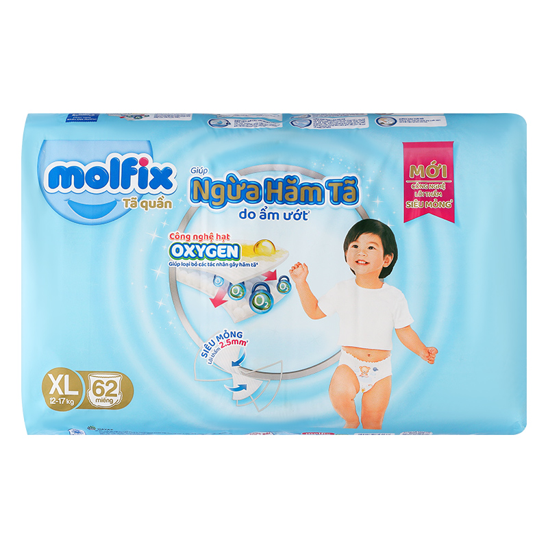 Combo 2 tã quần Molfix Oxy size XL 62 miếng/bịch (12 - 17 kg) 3