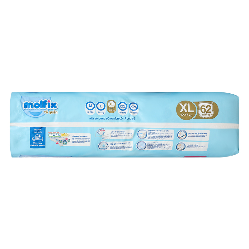 Combo 2 tã quần Molfix Oxy size XL 62 miếng/bịch (12 - 17 kg) 5