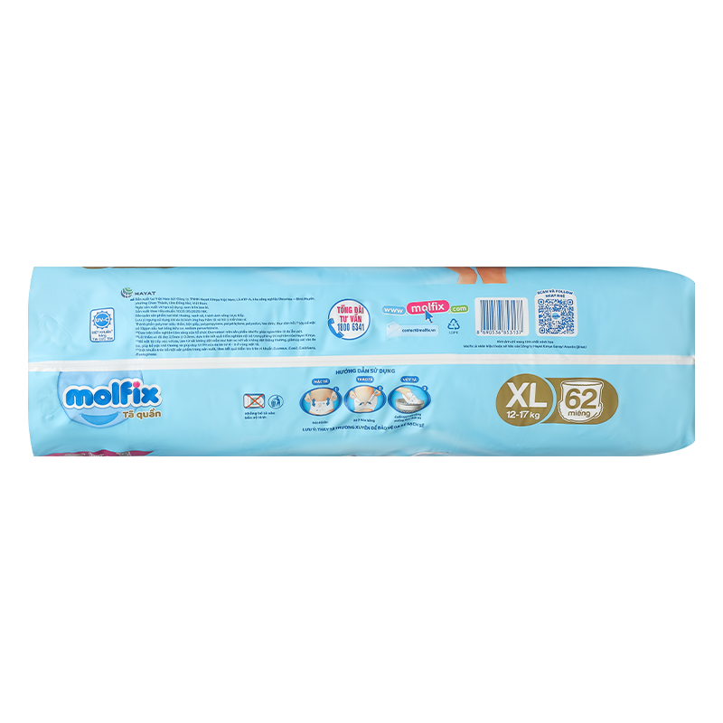 Combo 2 tã quần Molfix Oxy size XL 62 miếng/bịch (12 - 17 kg) 6