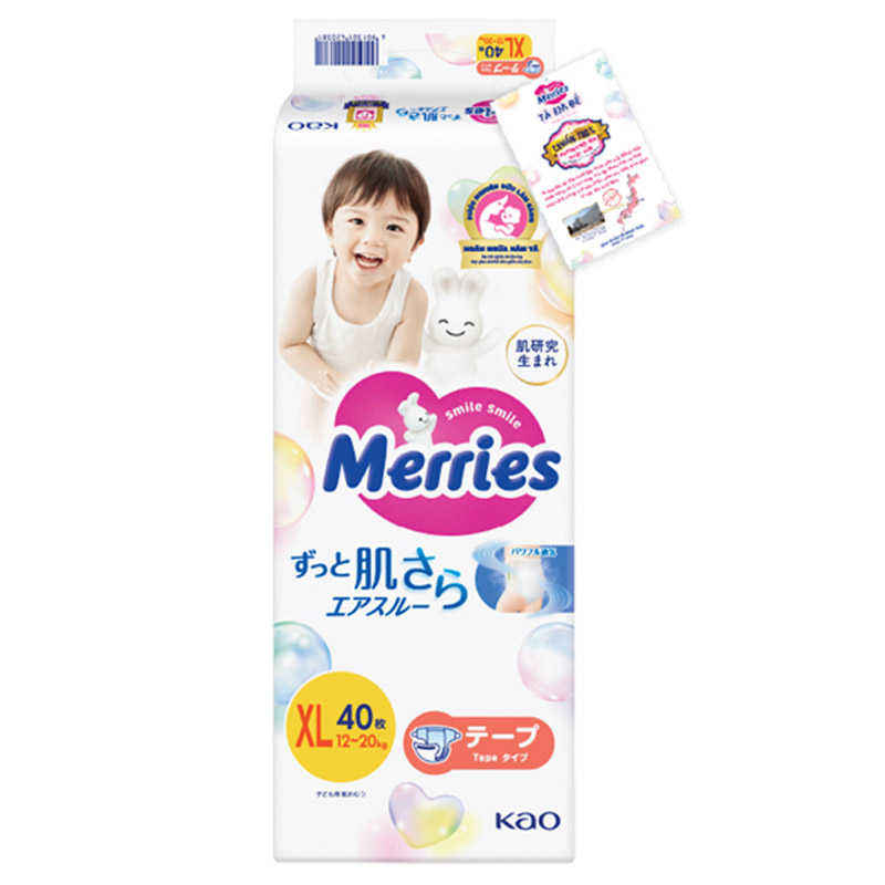 Tã dán Merries size XL 40 miếng (12 - 20 kg) - Mẫu mới 15