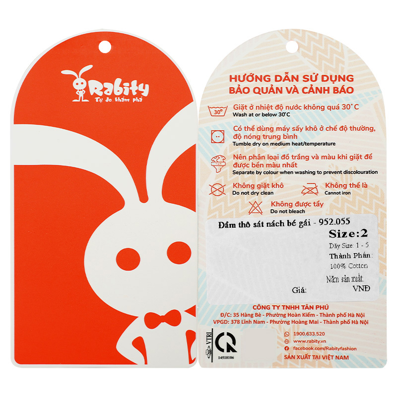 Đầm bé gái Rabity 952.055 màu hồng 18