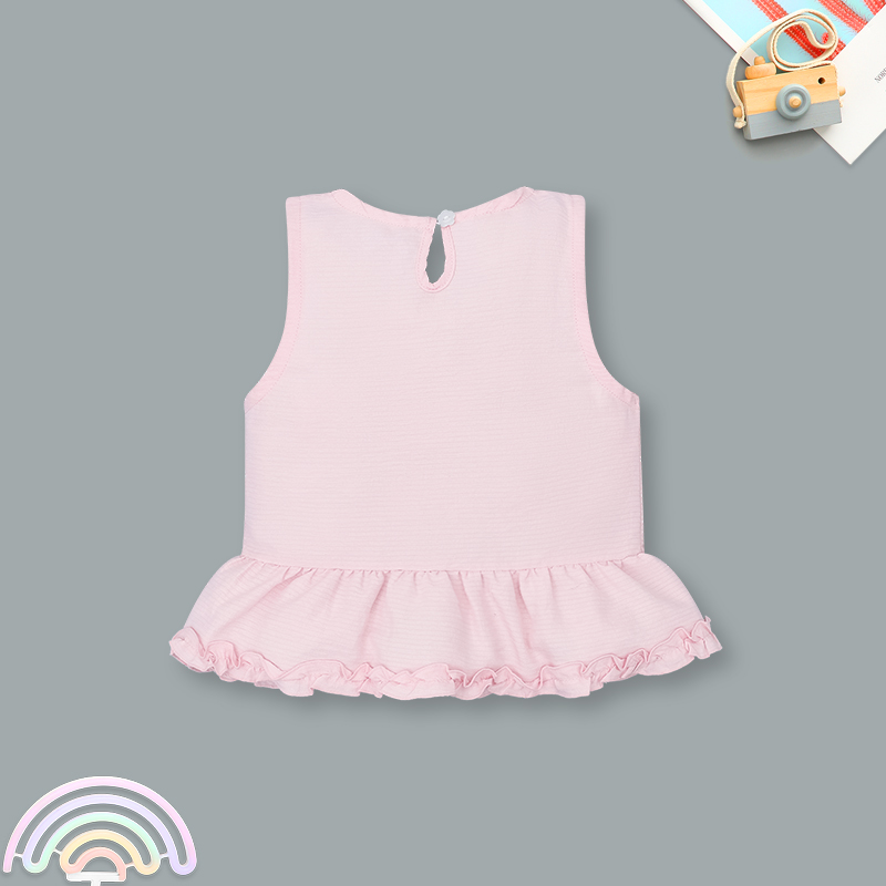 Đồ bộ sát nách bé gái Pony Kids quần bèo gấu màu trắng 18