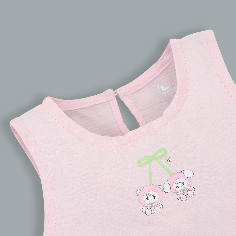 Đồ bộ sát nách bé gái Pony Kids quần bèo gấu màu trắng 19