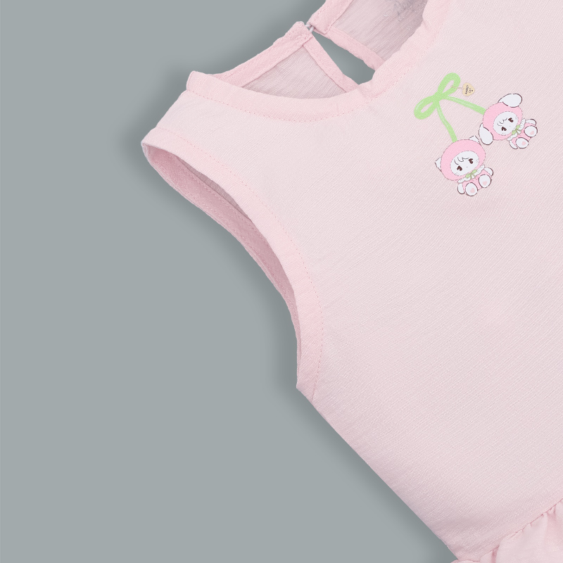 Đồ bộ sát nách bé gái Pony Kids quần bèo gấu màu trắng 20
