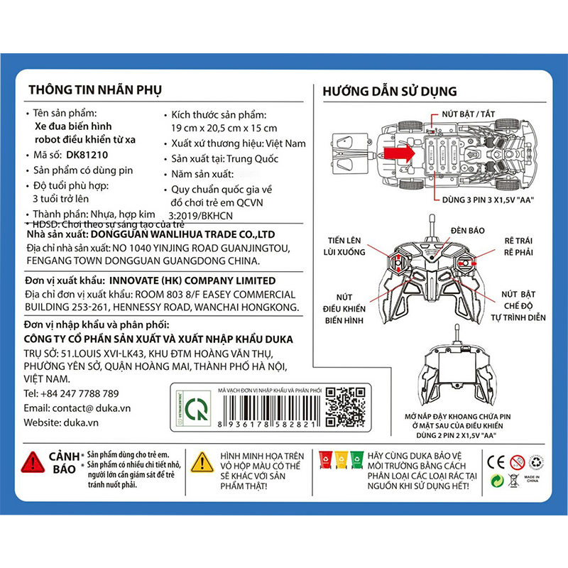 Đồ chơi điều khiển xe đua biến hình robot Winka DK81210 6