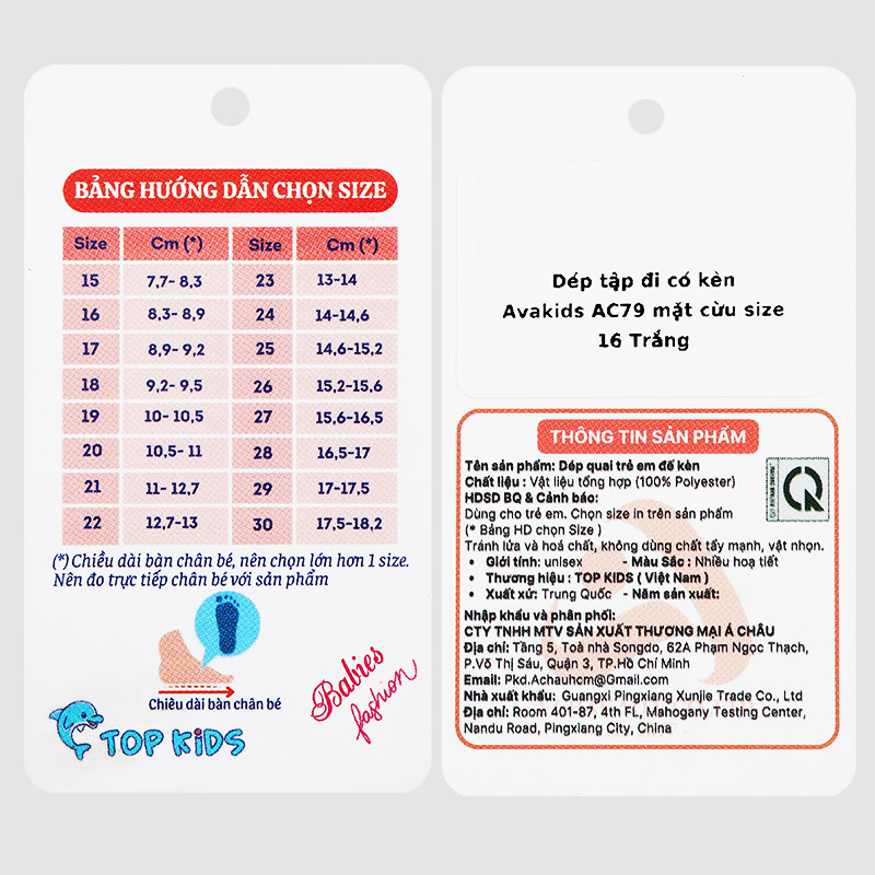Giày tập đi cho bé Á Châu Avakids AC79 màu trắng 10