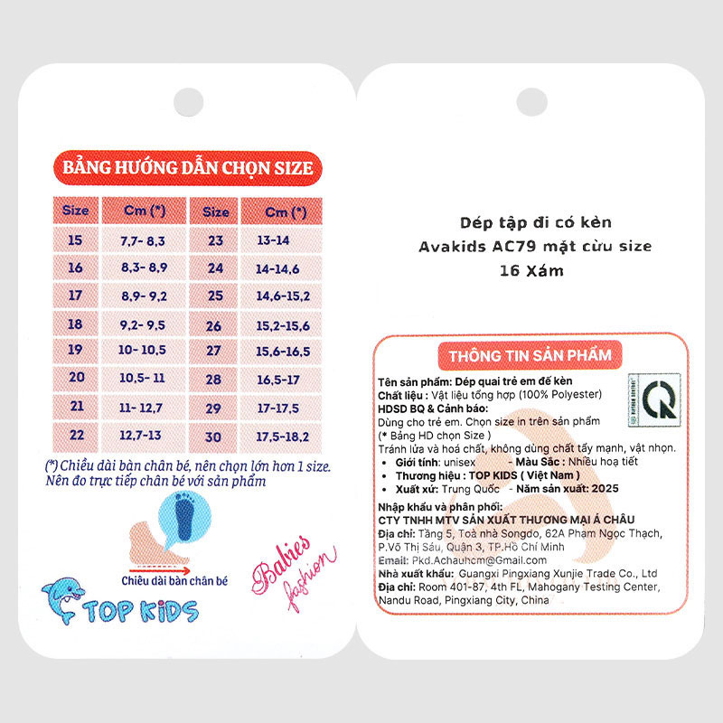 Giày tập đi cho bé Á Châu Avakids AC79 màu trắng 30