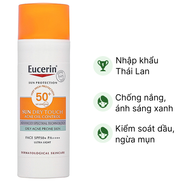 Kem chống nắng Eucerin Sun Dry Touch Acne Oil Control Face SPF 50+/PA++++
