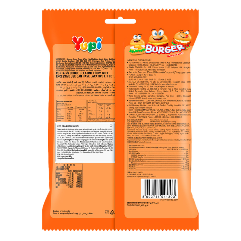 Kẹo dẻo Yupi Cola Burger hương cola gói 96g (từ 2 tuổi) 7