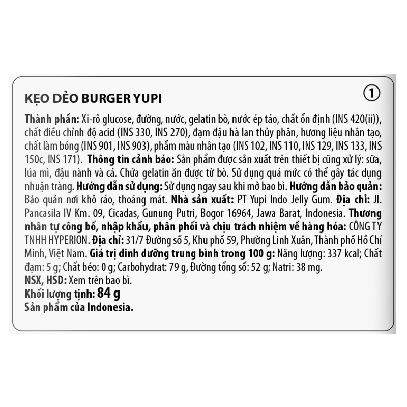 Kẹo dẻo Yupi Cola Burger hương cola gói 96g (từ 2 tuổi) 8