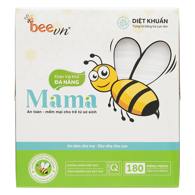 Hộp 180 tờ khăn vải khô đa năng Mama không mùi 2
