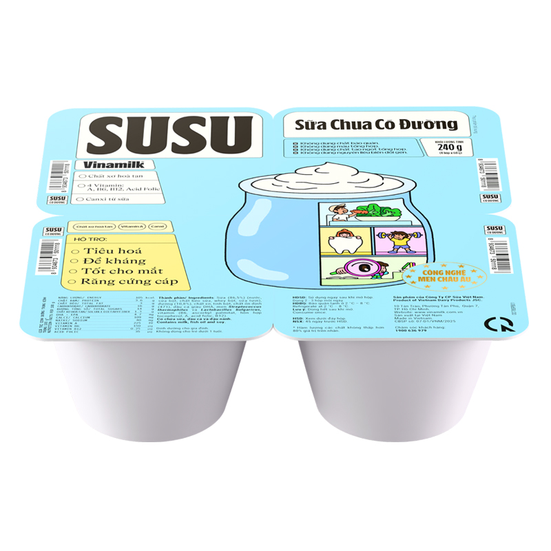 Lốc 4 hộp sữa chua có đường Vinamilk SuSu IQ 60g (từ 1 tuổi) - Giao bao bì ngẫu nhiên 3