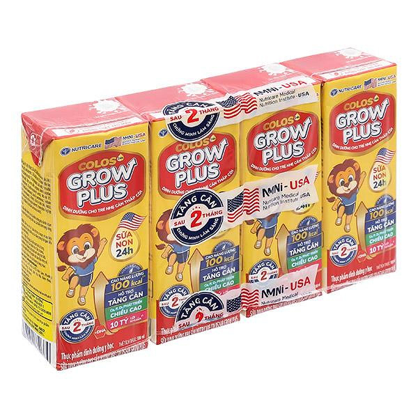 Lốc 4 hộp sữa pha sẵn Nutricare Colos 24h Grow Plus 180 ml (từ 1 tuổi)
