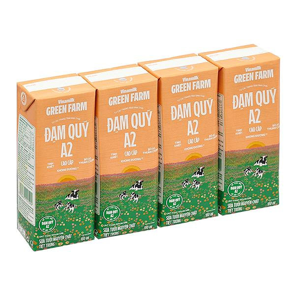 Lốc 4 hộp sữa tươi tiệt trùng Vinamilk Green Farm A2 180 ml (từ 1 tuổi)