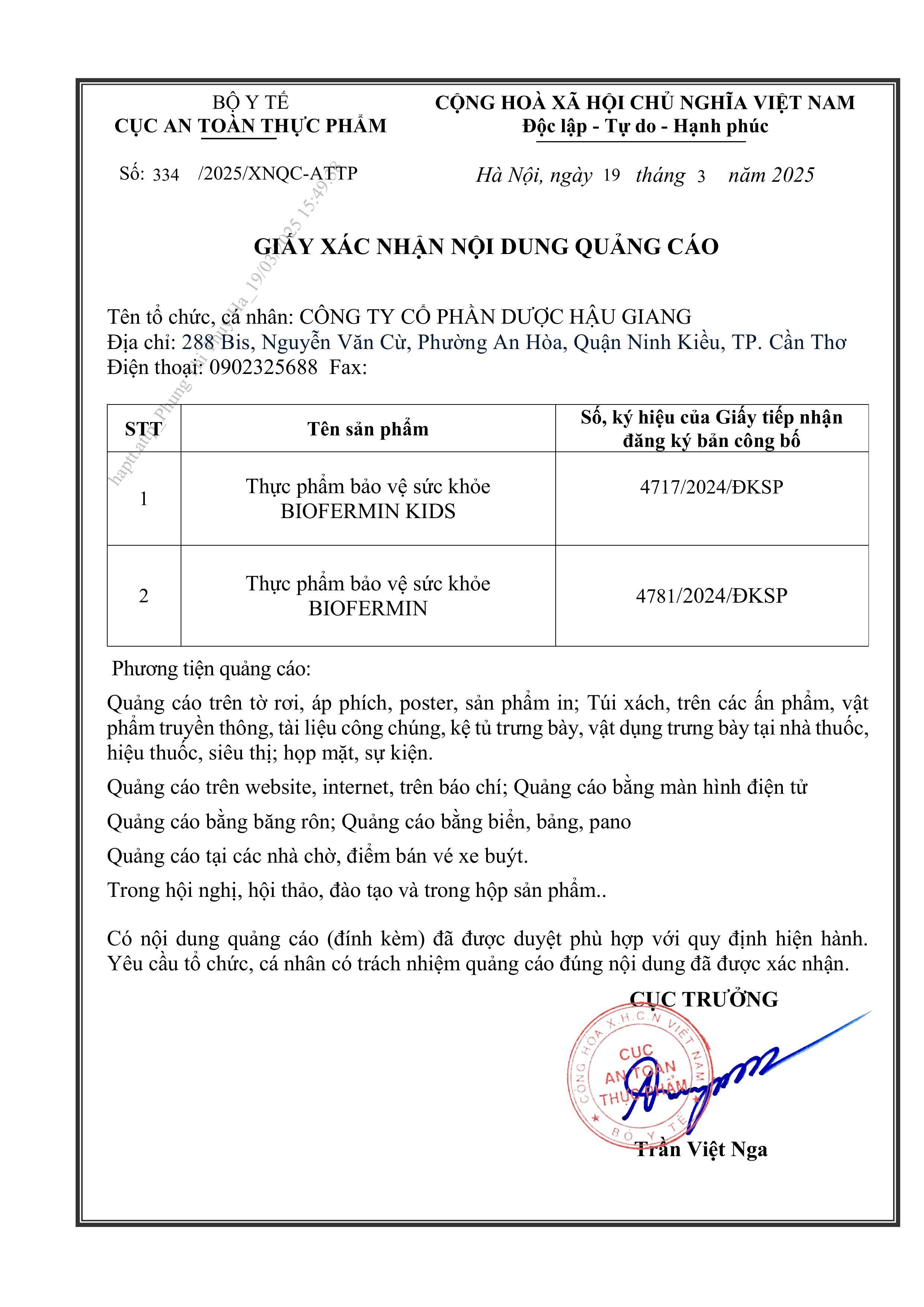 Thực phẩm bảo vệ sức khỏe Biofermin