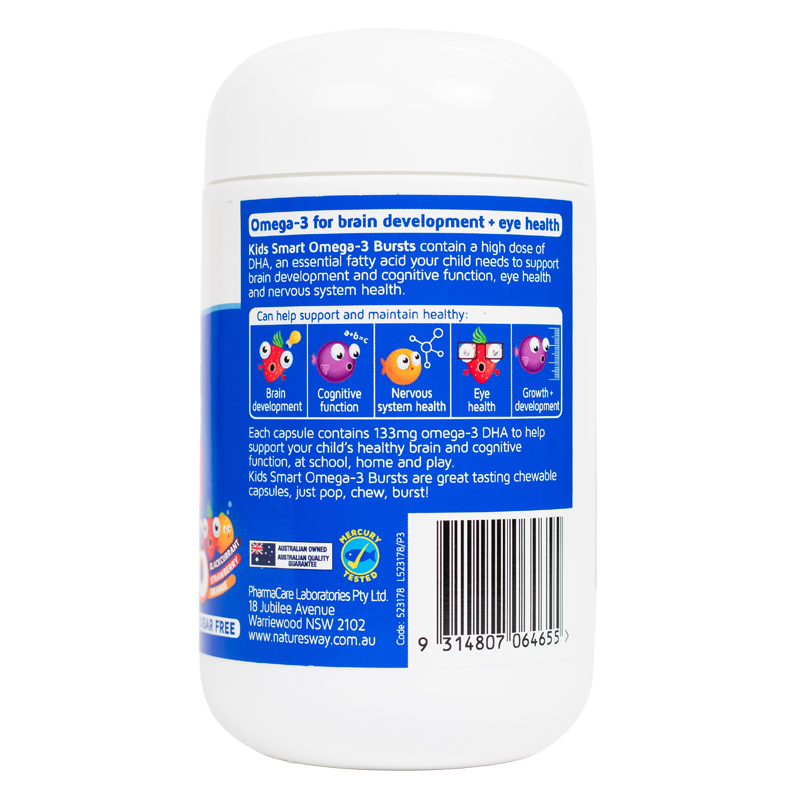 Combo 2 thực phẩm bổ sung Nature's Way Kids Smart Omega-3 Fish Oil Trio phát triển não bộ, thị lực hương cam dâu nho, 60 viên dạng viên (từ 1 tuổi) 8