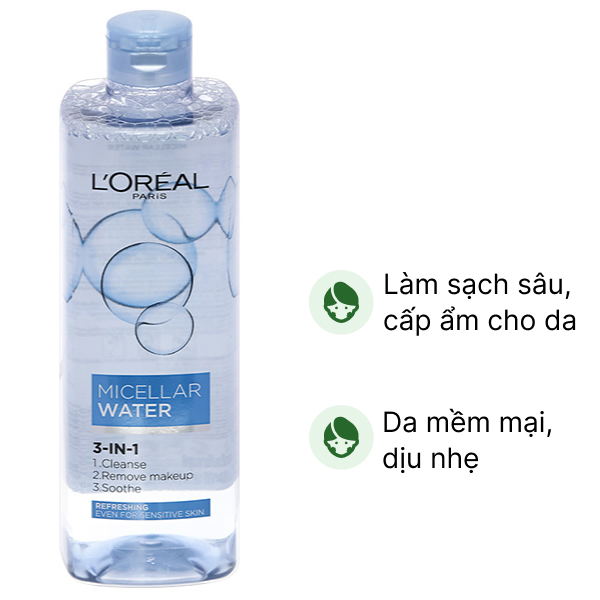 Combo 2 Nước Tẩy Trang L'Oréal Paris 3 In 1 Micellar Water Làm Tươi Mát Da 400Ml