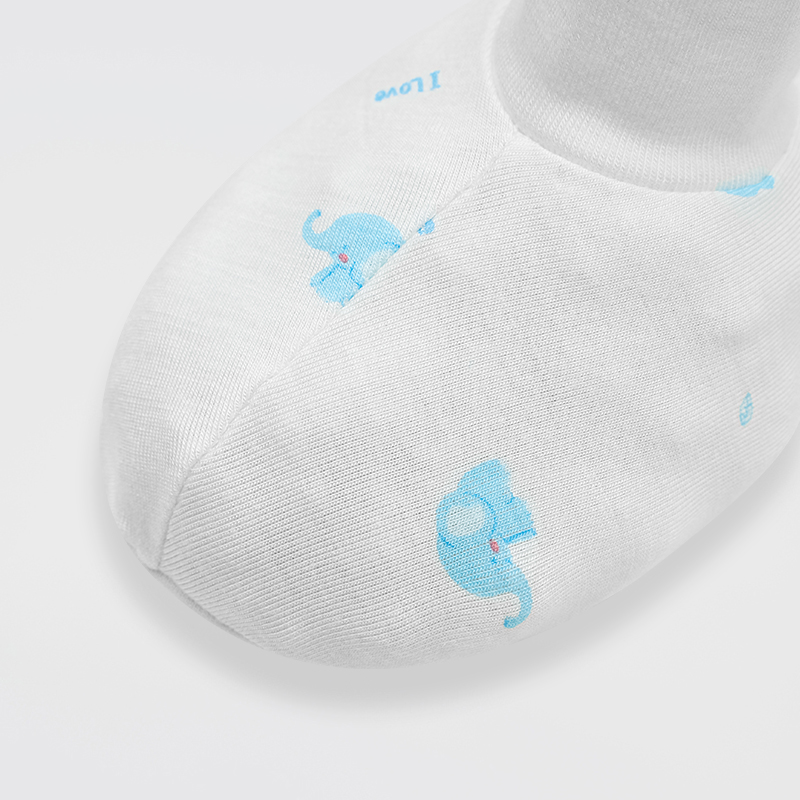Set nón, bao tay bao chân in voi con IQ Baby màu trắng (0 -3 tháng) 9