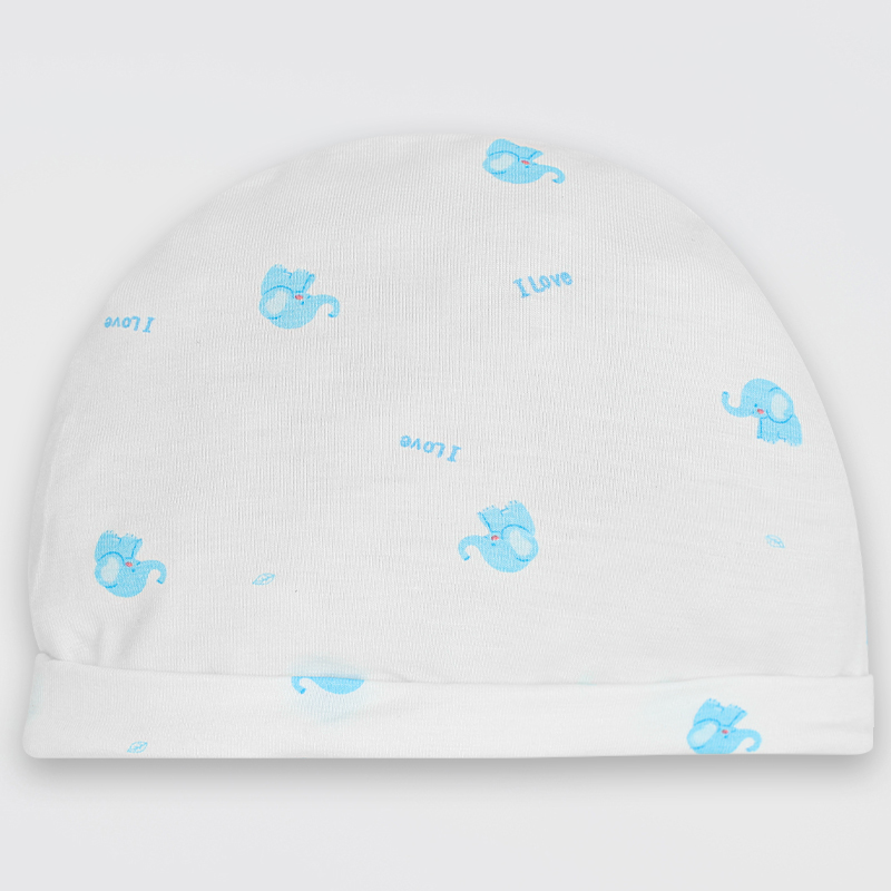Set nón, bao tay bao chân in voi con IQ Baby màu trắng (0 -3 tháng) 2