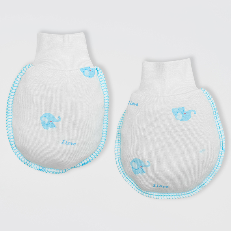 Set nón, bao tay bao chân in voi con IQ Baby màu trắng (0 -3 tháng) 4