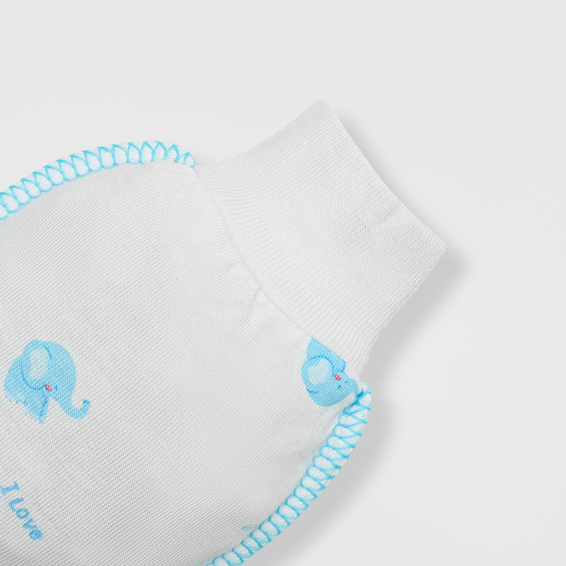 Set nón, bao tay bao chân in voi con IQ Baby màu trắng (0 -3 tháng) 5