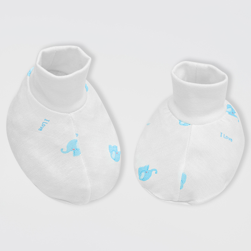Set nón, bao tay bao chân in voi con IQ Baby màu trắng (0 -3 tháng) 6