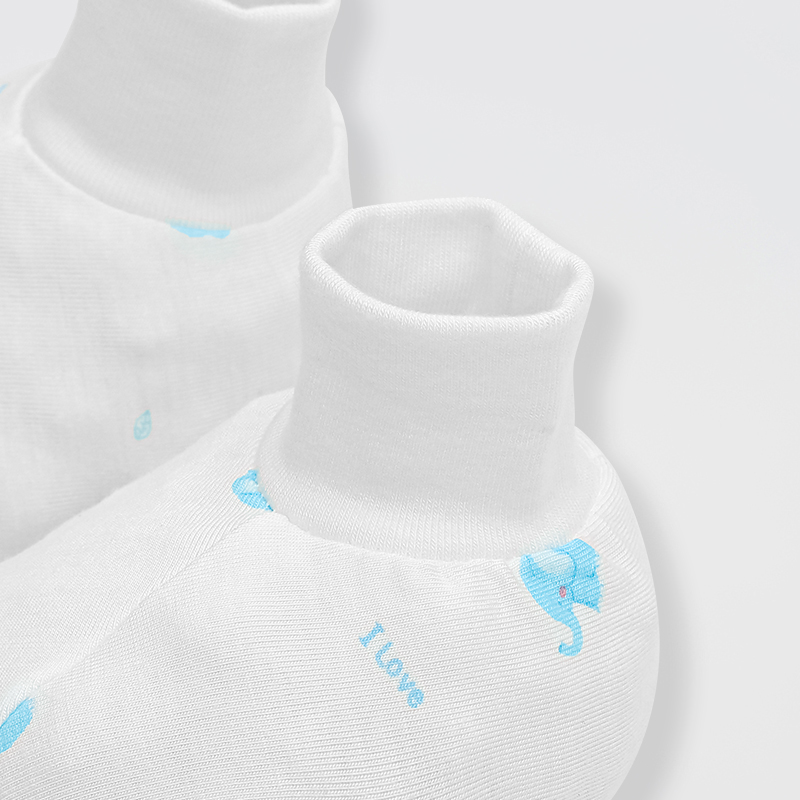 Set nón, bao tay bao chân in voi con IQ Baby màu trắng (0 -3 tháng) 8