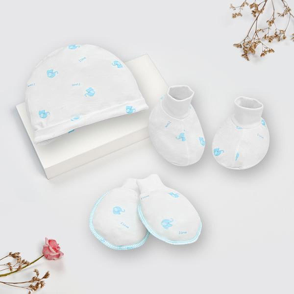 Set nón, bao tay bao chân IQ Baby visco trắng