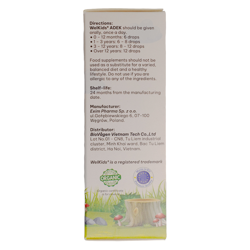 Combo 3 thực phẩm bảo vệ sức khỏe Welkids Adek D3K2 hỗ trợ tăng sức đề kháng, 10 ml dạng nhỏ giọt (từ 0 tháng) 12