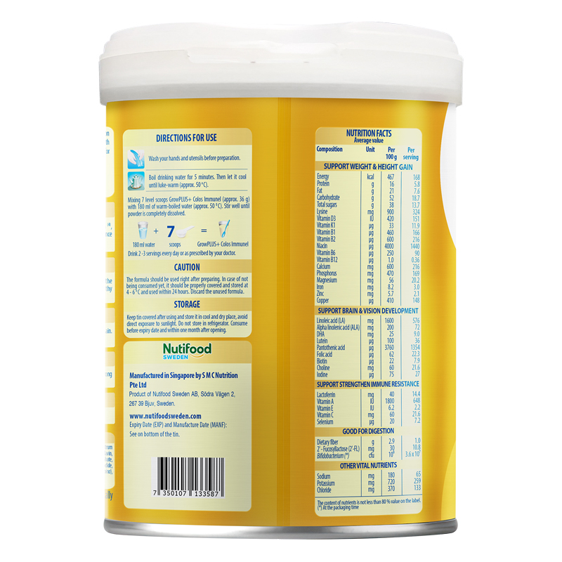 Sữa bột Nutifood GrowPLUS+ Colos Immunel 1+ hương vani 800g (1 - 2 tuổi) 4