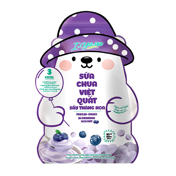 Sữa chua khô sấy thăng hoa vị việt quất IYAUA túi 16g (từ 1 tuổi)