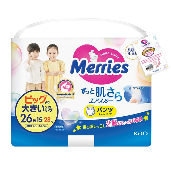Tã quần Merries size XXL 26 miếng (15 - 28 kg) mẫu mới - AVAKids.com