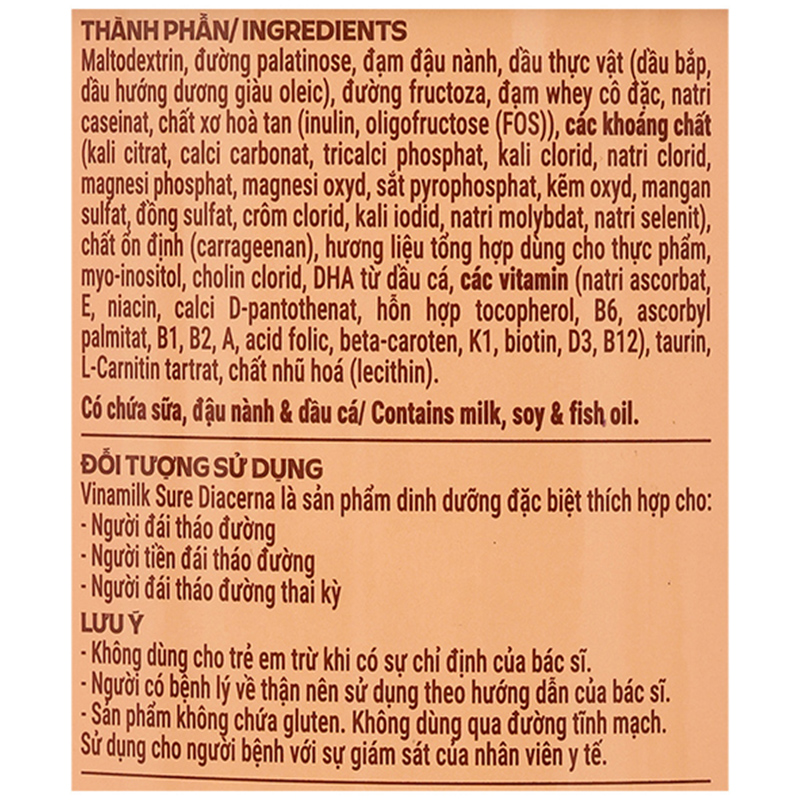 Thực phẩm dinh dưỡng y học: Sản phẩm dinh dưỡng - Vinamilk Sure Diacerna - 22