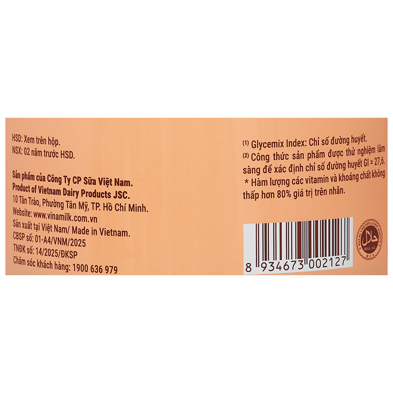 Thực phẩm dinh dưỡng y học: Sản phẩm dinh dưỡng - Vinamilk Sure Diacerna - 25