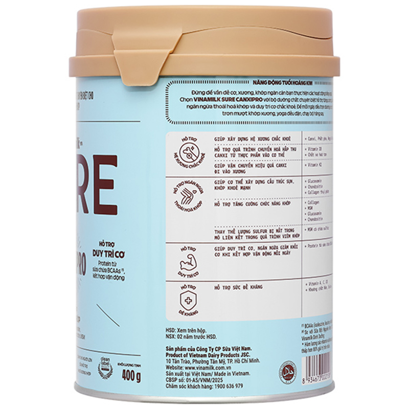 Sản phẩm dinh dưỡng ít béo, bổ sung canxi - Vinamilk Sure Canxipro - 15
