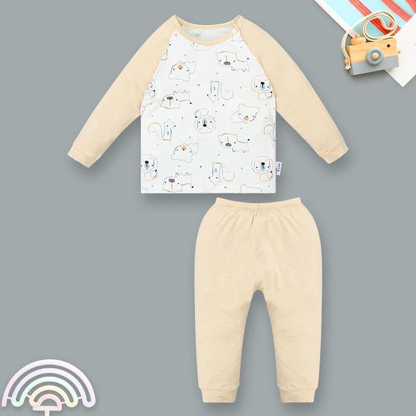 Bộ tay dài raplan cài vai BabyMommy 421025 màu be